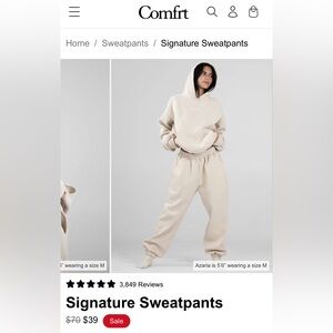 NEW Comfrt Signature Sweatpants. Color Bone